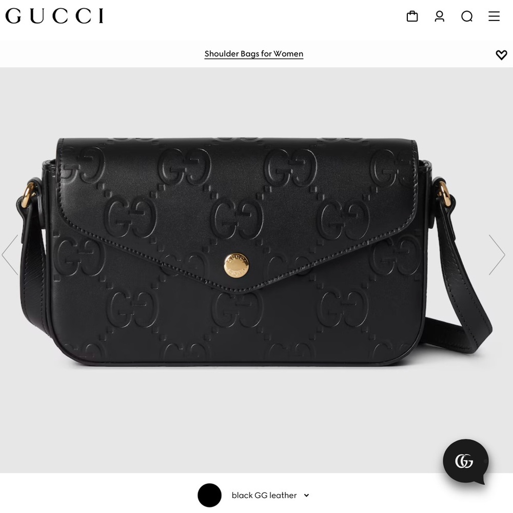 Gucci Black GG Leather Shoulder Bag for Women